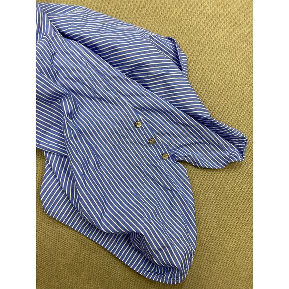 Harshman Ellis Long-Sleeve Cotton Blouse, Blue White Stripe, Large - Picture 7 of 8